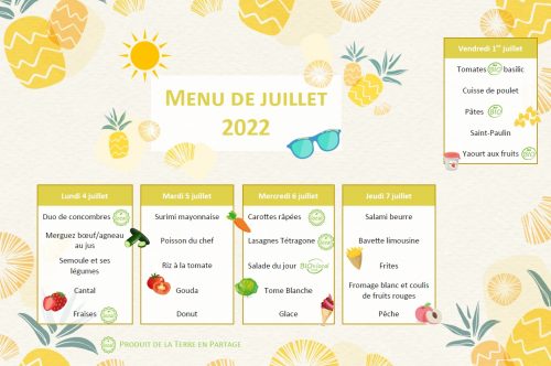 Menu de juillet