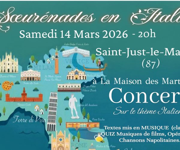 Concert « Soeurénades en Italie » – Samedi 14 mars